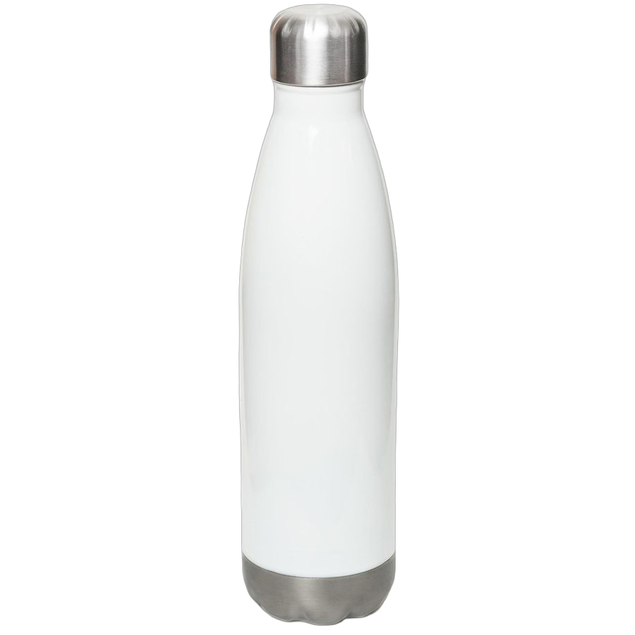 White Stainless Steel Water Bottle - Back